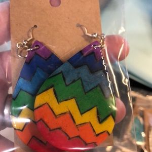 Rainbow chevron dangle earrings